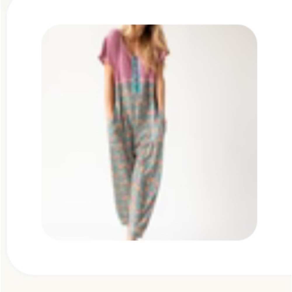 NATURAL LIFE Pink and Gray Jumpsuit